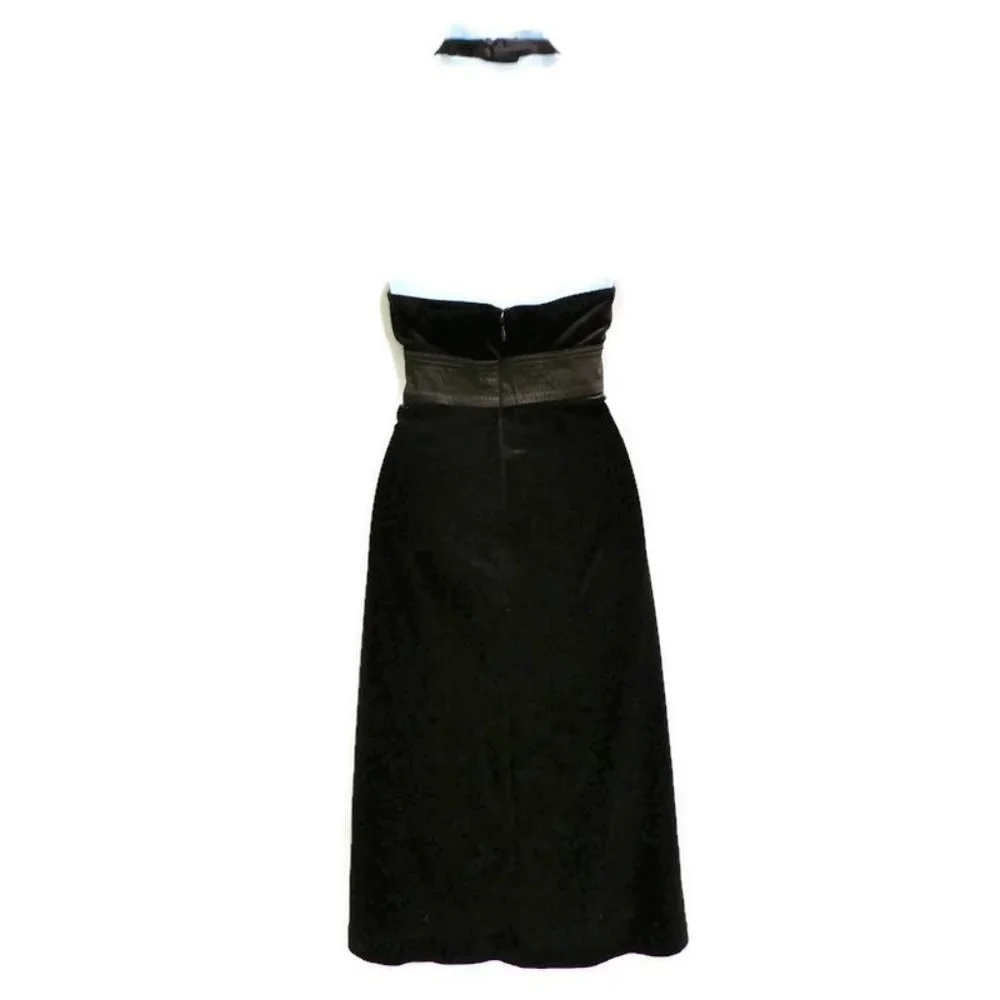 VeLVeT Vintage 90s Robbie Bee Halter Dress Brown Sweetheart Satin Pintuck 10 - Picture 3 of 9